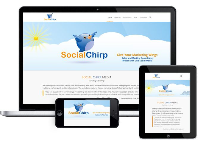 Website Design and Logo for Social Chirp Media